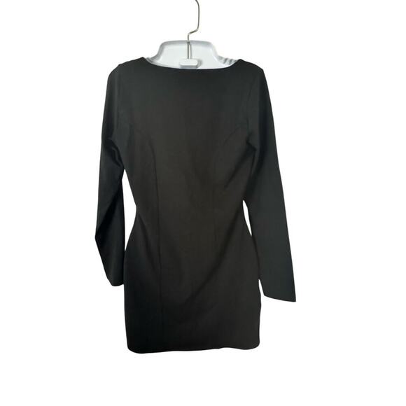 New SKIN WORLDWIDE Bodycon Square Neck Mini Long Sleeve Black Women's Sz 2 - Picture 9 of 13